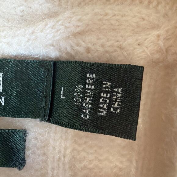 VTG Ralph Lauren Sweater Cardigan 100% cashmere Womens Large Cable Knit cream - Picture 13 of 14